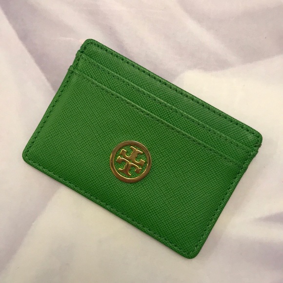 Tory Burch Accessories - Tory Burch Slim Card Case Green Saffiano.